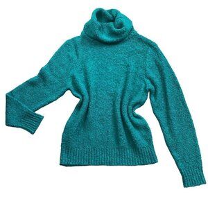 Vintage Jason Maxwell Cowl Neck Sweater Bright Teal Textured Knit XL #17P
